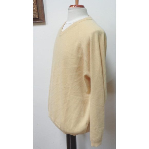 VGUC - COVINGTON Yellow 100% Cashmere V-Neck Sweater - Size XL (46-48) - Picture 2 of 6
